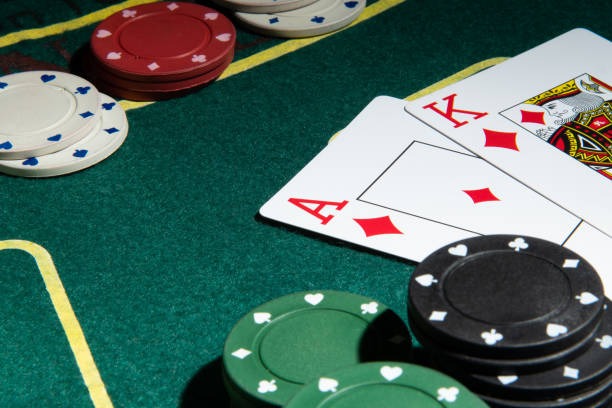 Live blackjack table with dealer and player cards visible